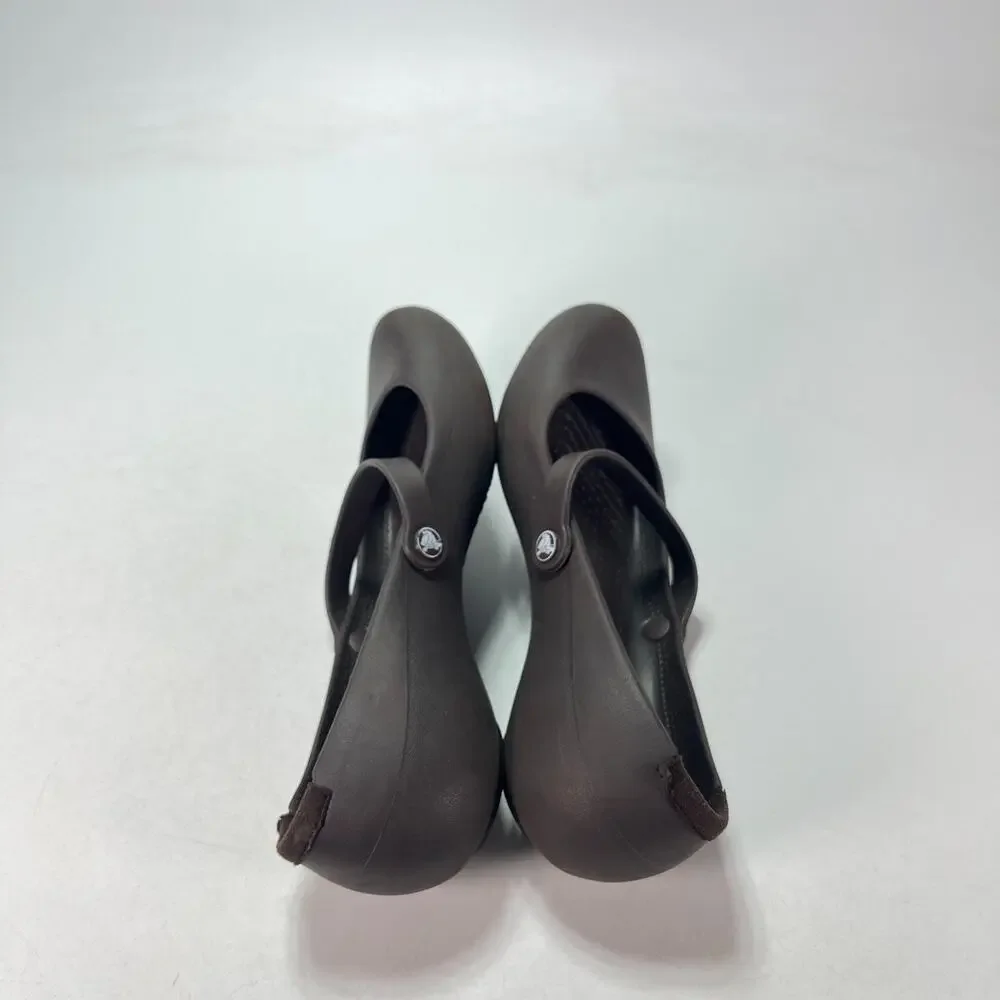 Crocs Alice Mary Jane Brown Slip Resistant Ballet Flats Work Shoes Womens Size 6